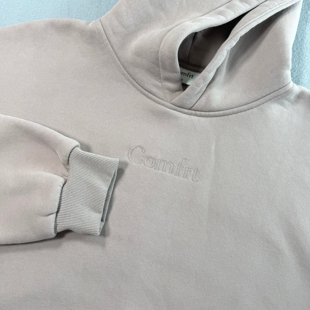 Comfrt Hoodie Unisex Medium Taupe Mauve Fleece Lined Cozy Loungewear Fall